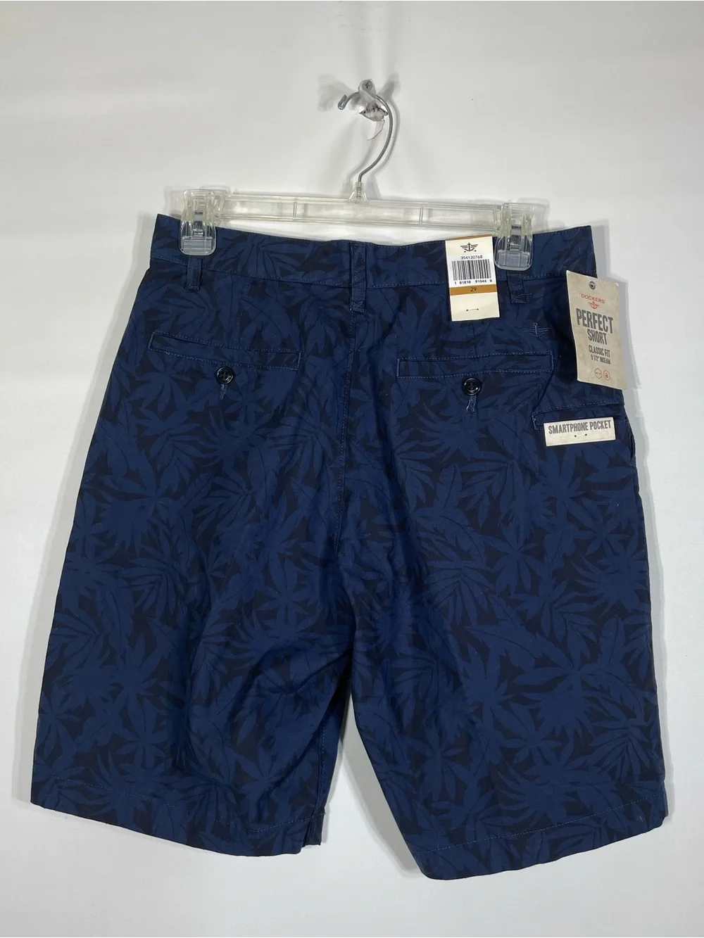 Dockers Men’s Size 29 Navy Leaf-Pattern Flat Front Shorts